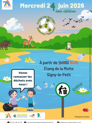 Affiche de l'évènement nettoyons la nature avec l'heure modifié