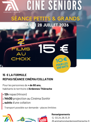 affiche pour le ciné séniors petits et grands en juillet