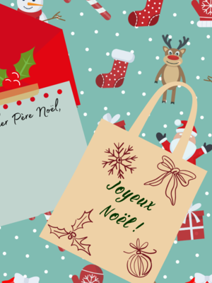 Affiche Noël à la média pour sac personnalisé et carte de Noël