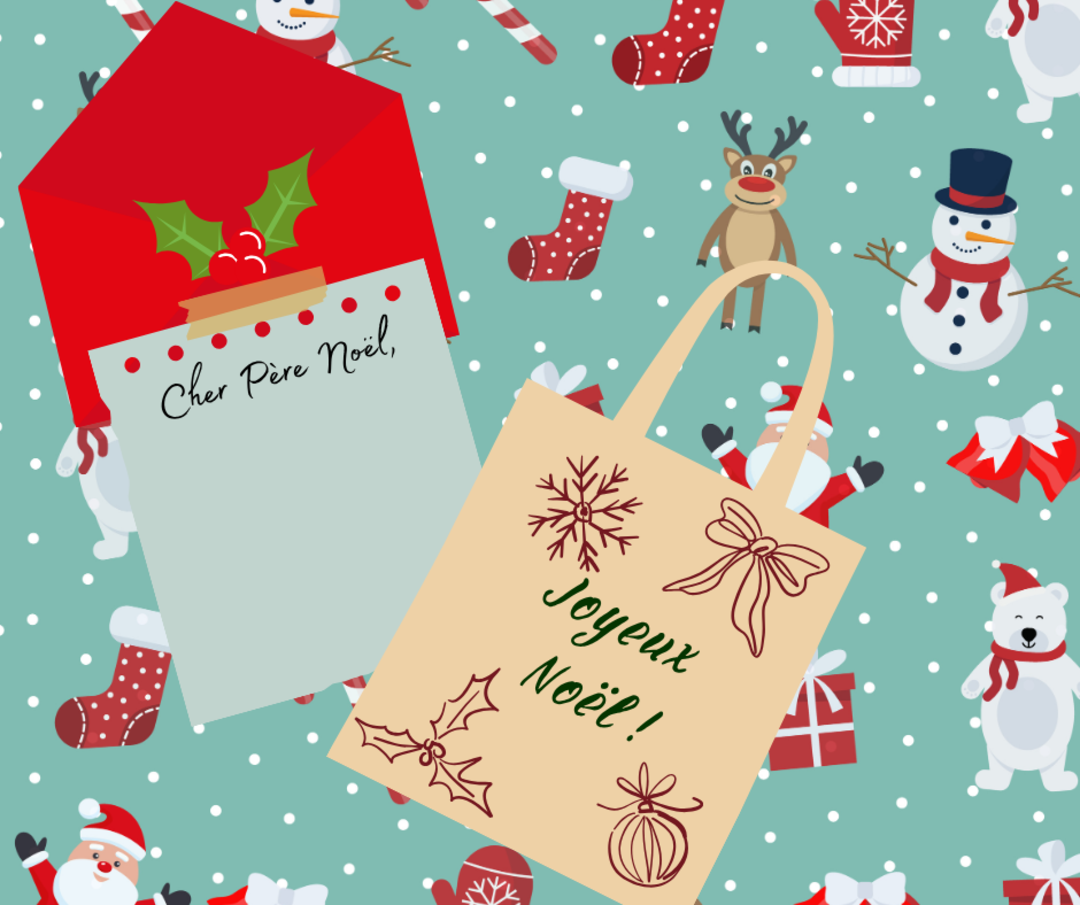 Affiche Noël à la média pour sac personnalisé et carte de Noël