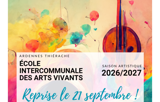 affiche annonçant les inscriptions et la rentrée de l'école des arts vivants 
