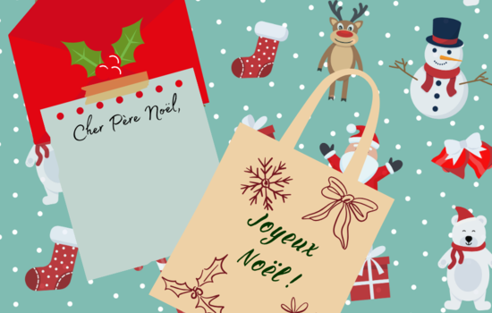 Affiche Noël à la média pour sac personnalisé et carte de Noël