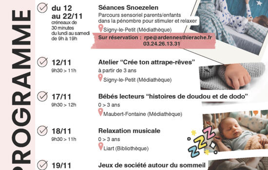 programme des ateliers parents/enfants sur le sommeil